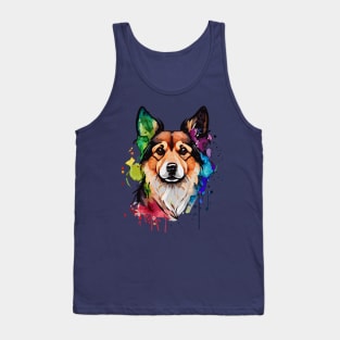 Colorful Dog Digital Watercolor Portrait Tank Top